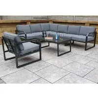 Adana Corner Sofa Set with Coffee Table - Grey, Aluminium