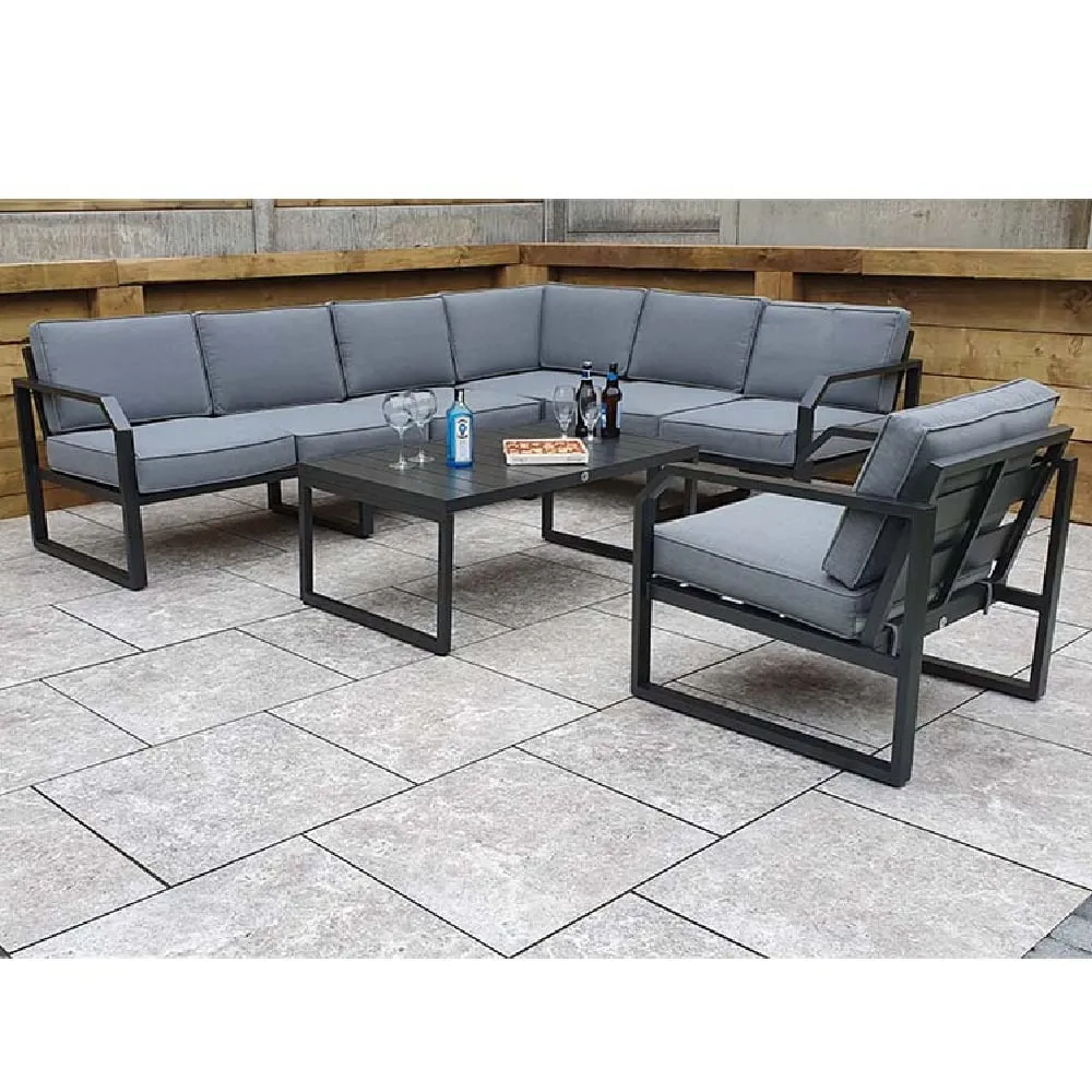 Adana Corner Sofa Set with Coffee Table - Grey, Aluminium