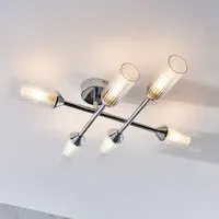 Adel 6 Light Semi Flush Bathroom Light - Chrome, Glass