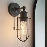 Adel Caged Bathroom Wall Light - Black, Metal