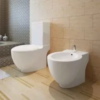 Adel Close Coupled Toilet & Bidet Horizontal Outlet - White, Ceramic alternate view