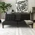 Adel Convertible Futon Sofa Bed with Cup Holder - Black, Faux Leather
