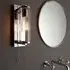 Adel Cylinder Bathroom Wall Light with Pull Cord - Chrome, Glass