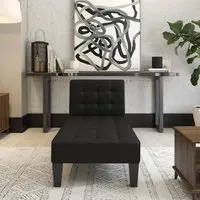 Adel Faux Leather Lounge Chaise Chair - Black