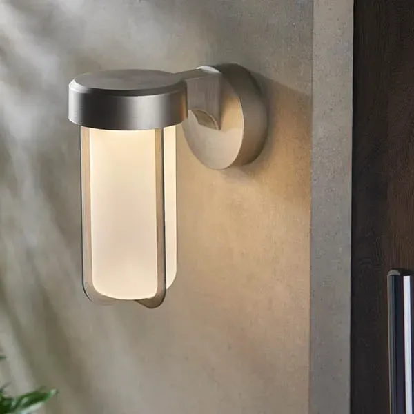 Adel Frosted Glass Shade LED Outdoor Wall Light - Silver image
