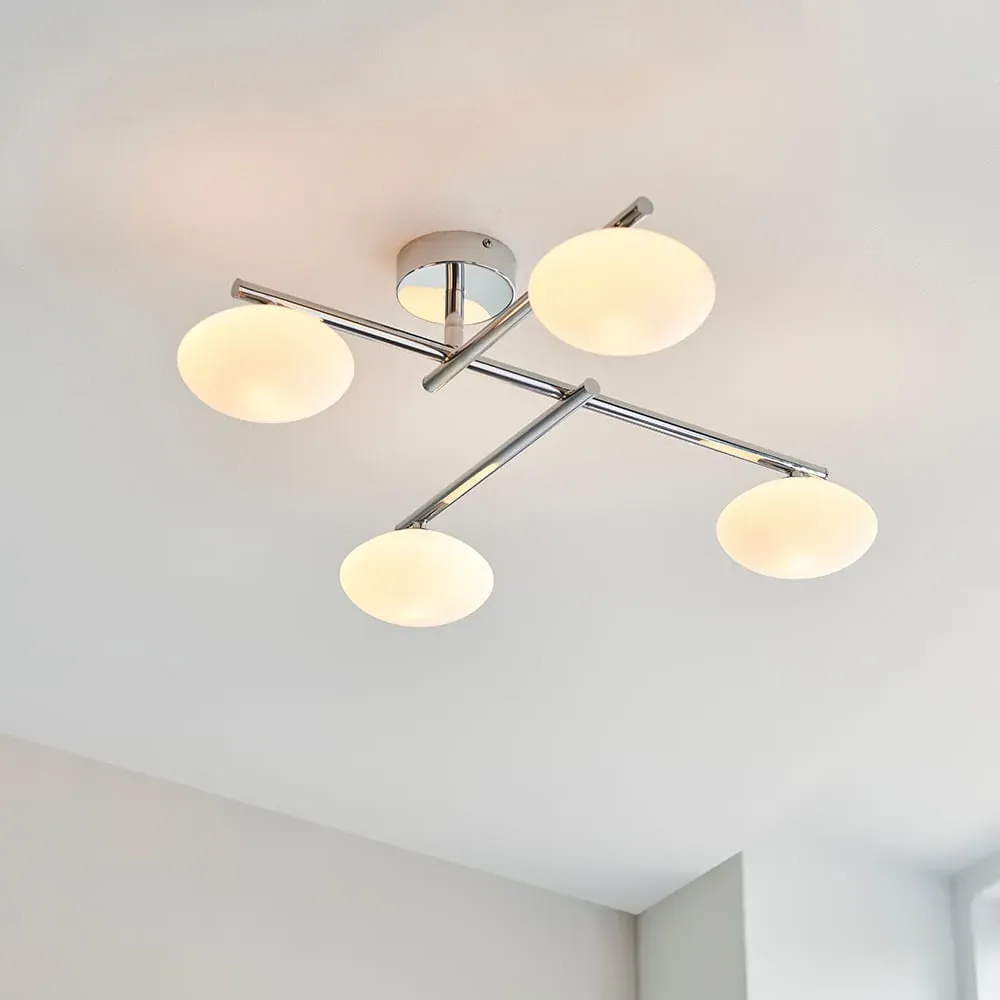 Adel Linear Semi Flush Bathroom Light - Chrome, Glass