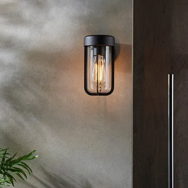 Adel Outdoor Wall Light - Black, Glass