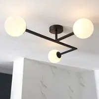 Adel Semi Flush Bathroom Light - Black, Glass