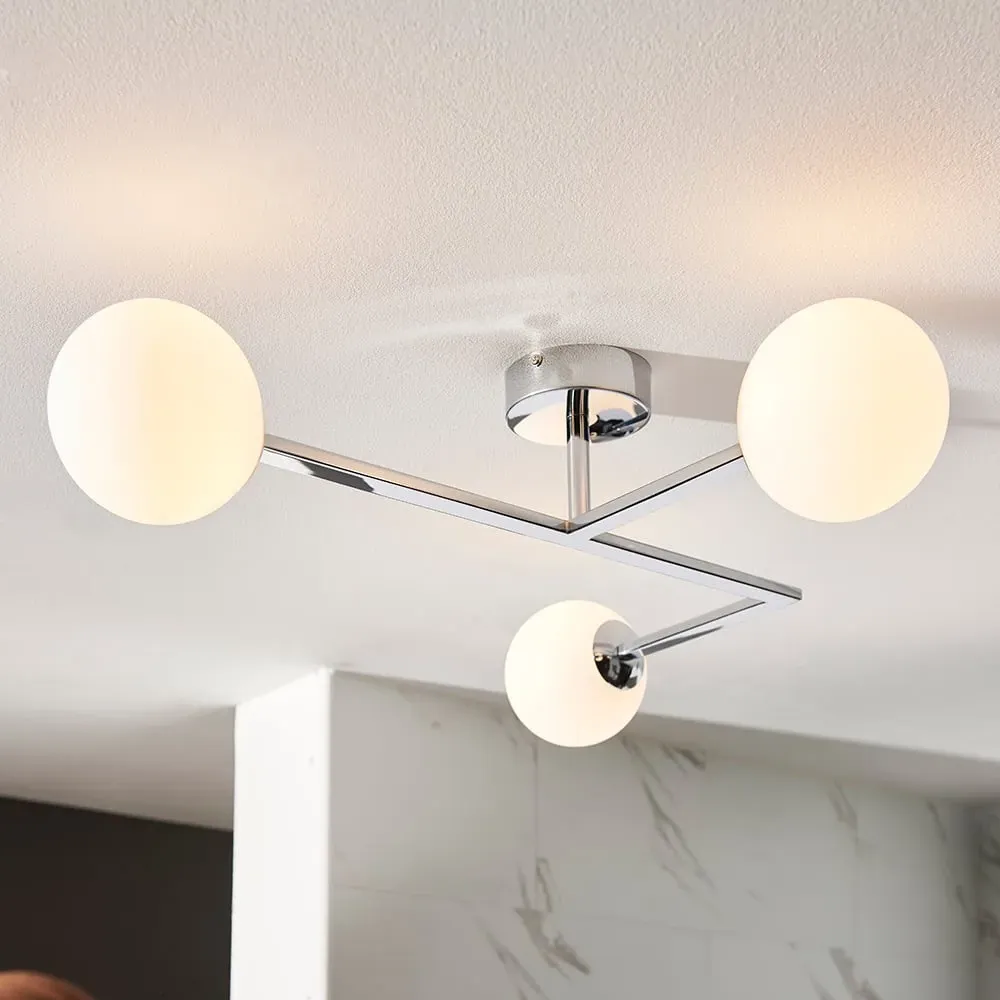 Adel Semi Flush Bathroom Light - Chrome, Glass