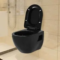 Adel Wall Hung Toilet with Soft Close Seat - Black, Ceramic alternate view