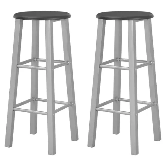 Adelia Bar Stools with Footrests - Black, Steel