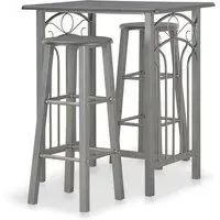 Adelia Bar Table with 2 Bar Stools - Anthracite, Wood