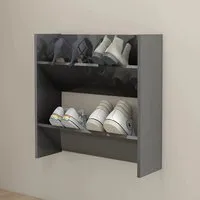 Adelio Wall Mounted Shoe Storage Rack - Grey, Engineered Wood alternate view