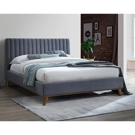 Adica King Size Bed Frame - Dark Grey, Velvet