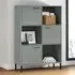 Adica Solid Wood Bookcase with 3 Doors - Grey, Pine