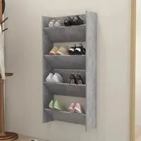 Adino Wall Mounted Shoe Storage Rack - Concrete Effect, Engineered Wood alternate view