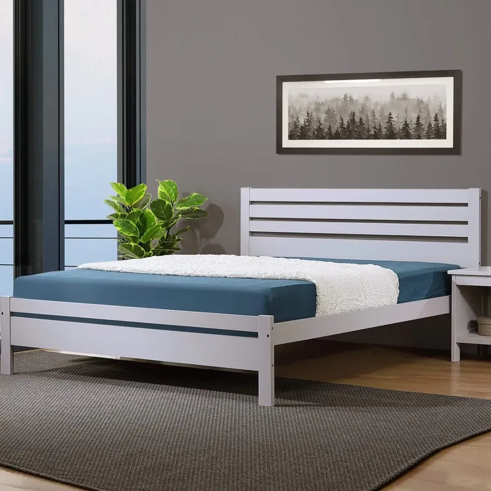 Adkins Wooden King Size Bed - Grey