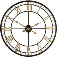 Adney Round Wall Clock - Black, Gold Metal