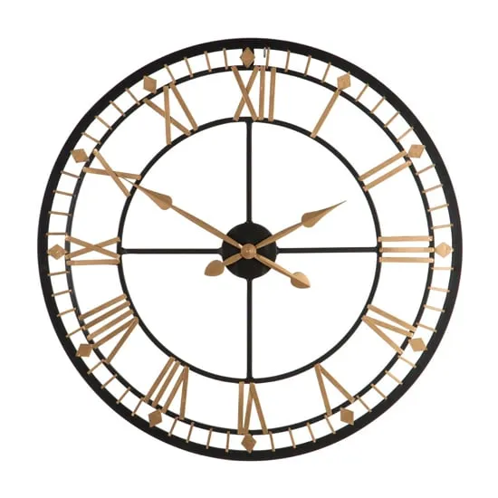 Adney Round Wall Clock - Black, Gold Metal image