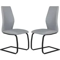 Adoncia Dining Chairs in Pair - Grey, Faux Leather