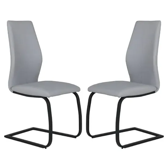 Adoncia Dining Chairs in Pair - Grey, Faux Leather image