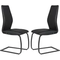 Adoncia Dining Chairs Set of 2 - Black, Faux Leather