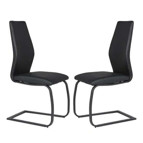 Adoncia Dining Chairs Set of 2 - Black, Faux Leather image