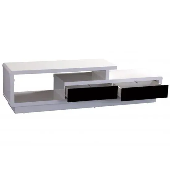 Adoncia TV Stand with Storage - White, High Gloss