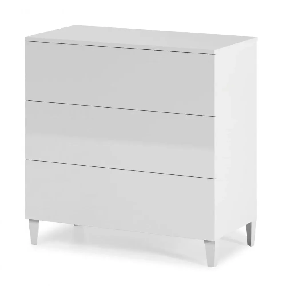 Adonia 3-Drawer Chest with Chrome Legs - White