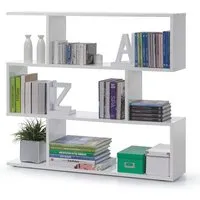 Adonia Wide Bookcase with 3 Tiers - White, MDF