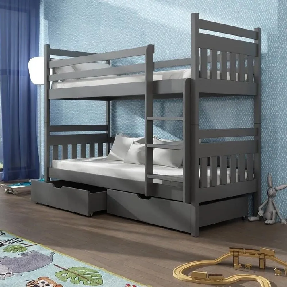 Adrian Bunk Bed with Storage Drawers - Graphite, Pine Wood product