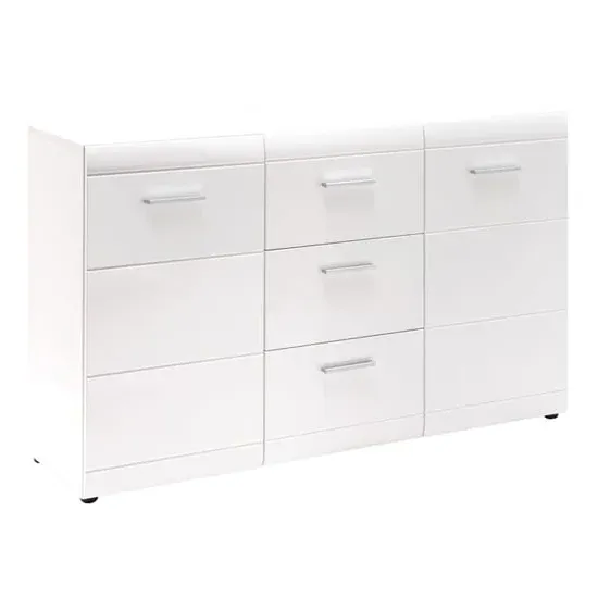 Adrian Sideboard with 2 Doors 3 Drawers - White, High Gloss