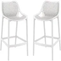 Aultas Bar Stools Pair - White, Polypropylene alternate view