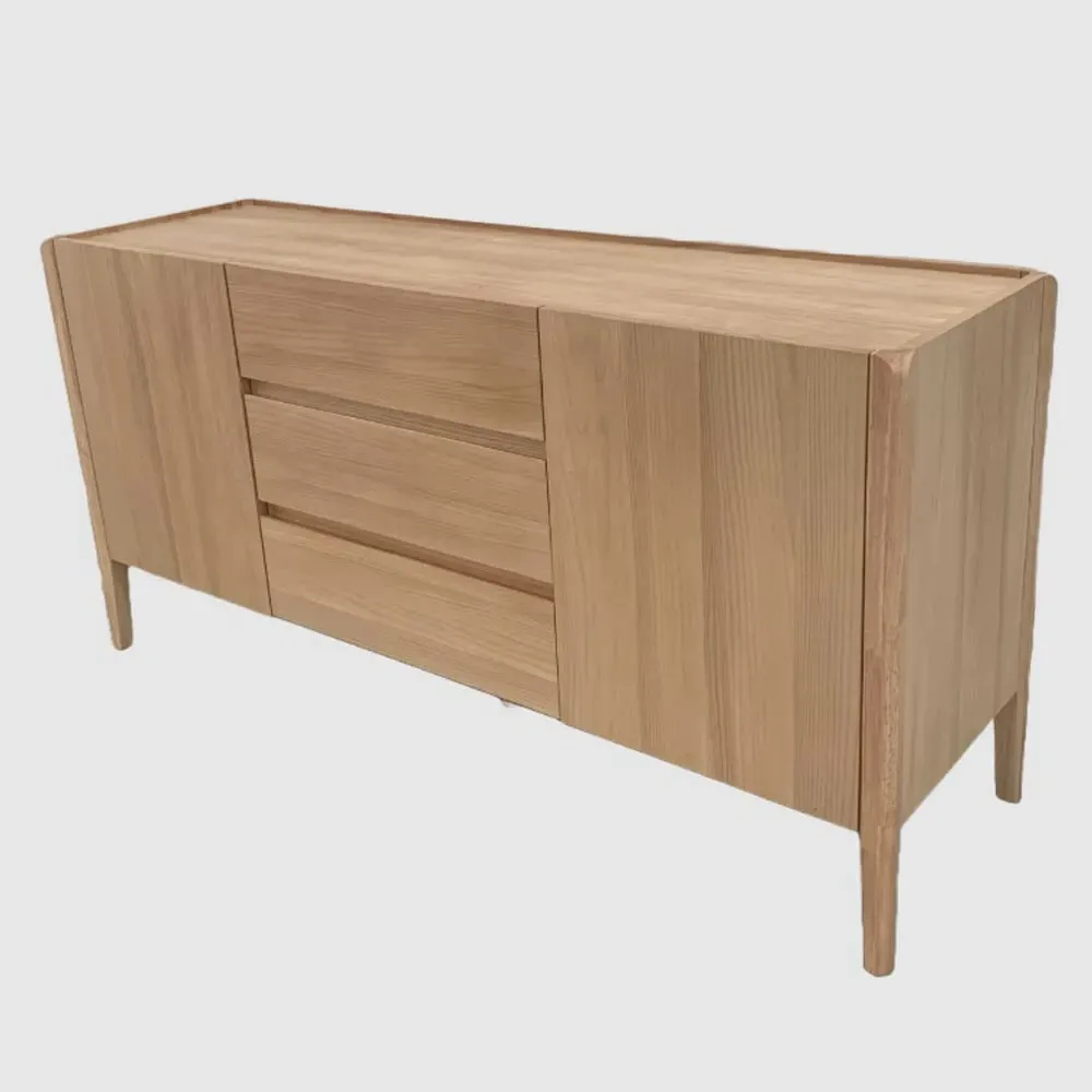 Adrian Wooden Sideboard with 2 Doors and 3 Drawers - Natural image
