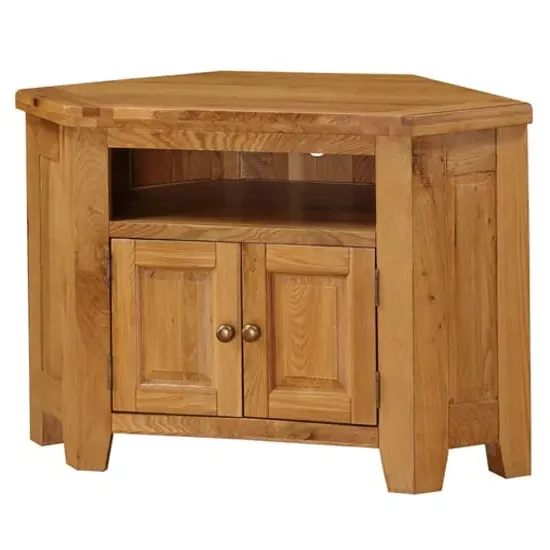 Adriel Corner TV Stand - Light Oak