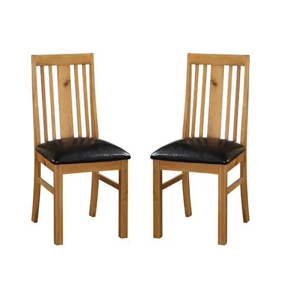Adriel Dining Chairs Pair - Light Oak, Leather image