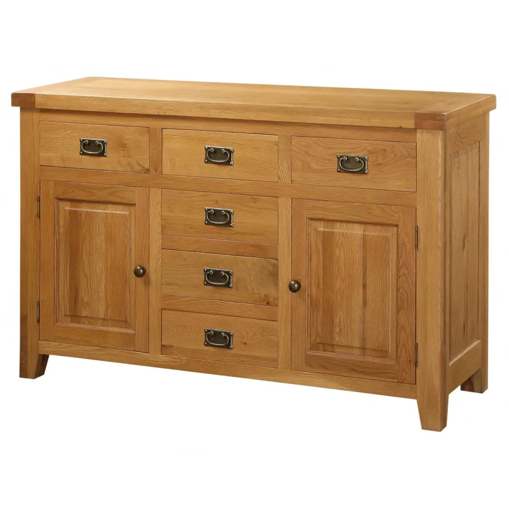 Adriel Wooden Sideboard with 2 Doors 6 Drawers - Light Oak image
