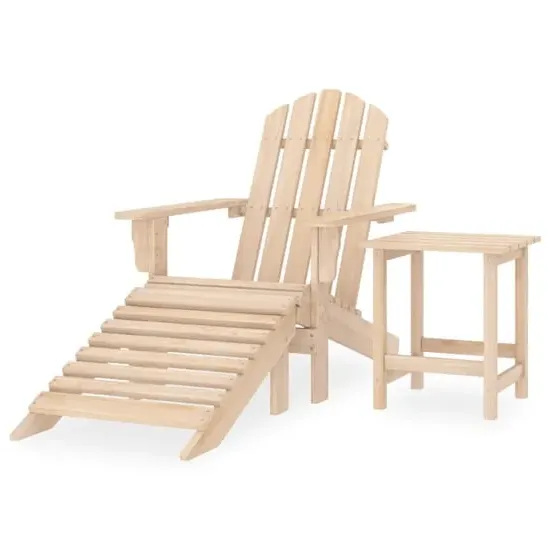 Adrius Garden Chair with Ottoman and Table - Brown, Fir Wood image