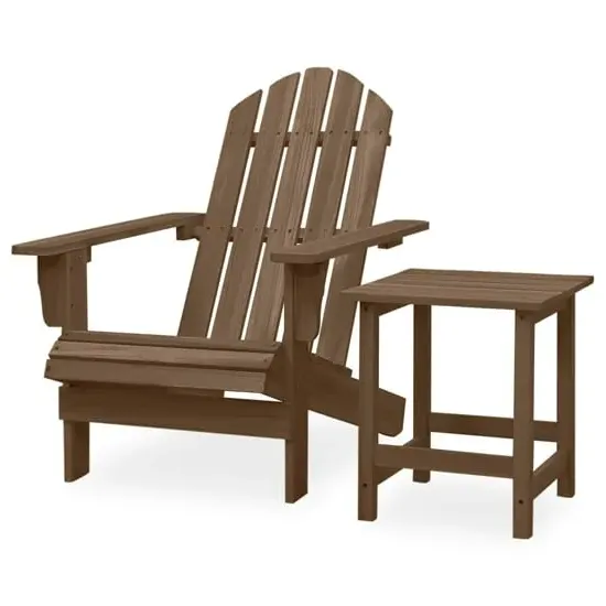 Adrius Garden Chair with Table - Brown, Fir Wood image