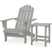 Adrius Garden Chair with Table - Grey, Fir Wood