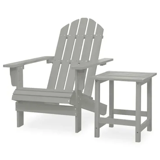 Adrius Garden Chair with Table - Grey, Fir Wood