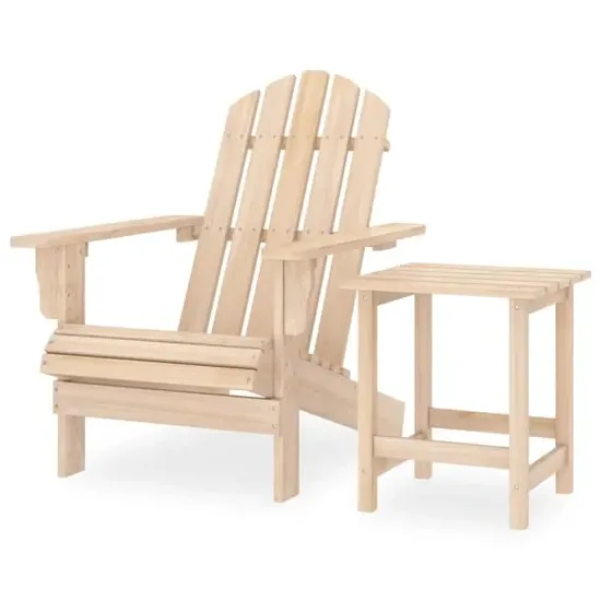 Adrius Garden Chair with Table - Light Brown, Fir Wood