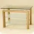 Adsila Clear Glass TV Stand with Oak Frame - Clear