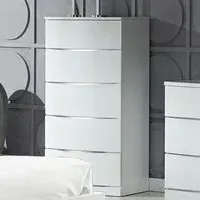 Aedos Chest of 5 Drawers - White, High Gloss