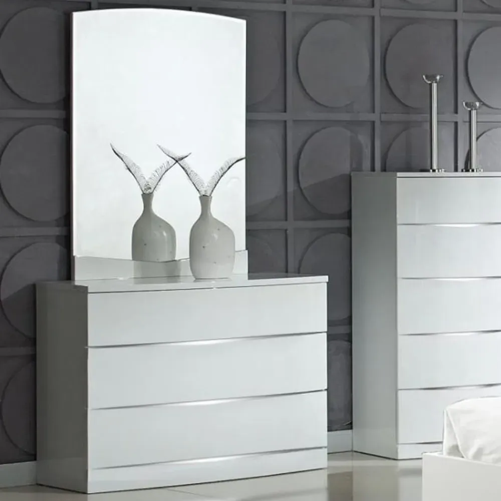 Aedos Dressing Table Mirror - White, High Gloss
