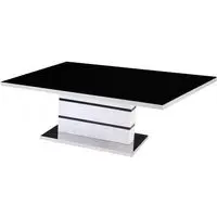 Aelia Coffee Table - Black Glass, White Gloss