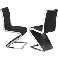 Aelia Dining Chairs Pair - Black White, PU Leather