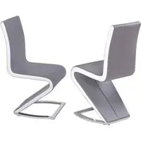 Aelia Dining Chairs Pair - Grey White, PU Leather