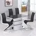 Aelia Dining Set with 4 Chairs - Black Glass, White Gloss