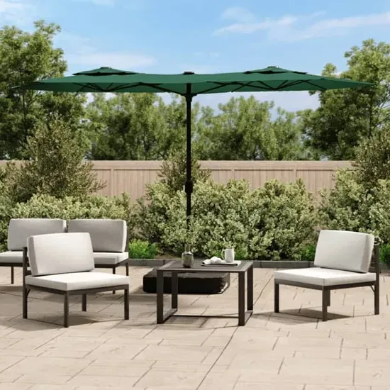 Aelia Double-Head Parasol with LED Lights - Green, Polyester image